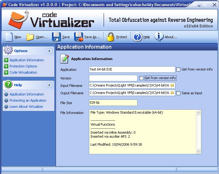 Screenshot for Code Virtualizer 1.340
