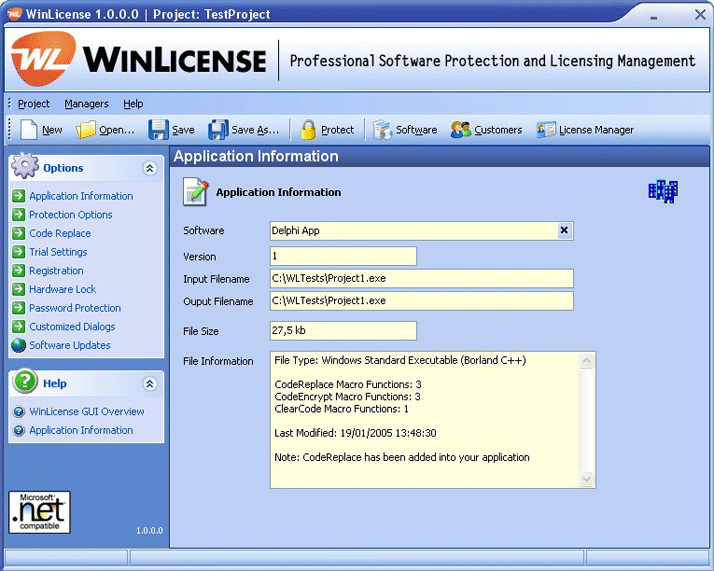 Screenshot for WinLicense 1.960